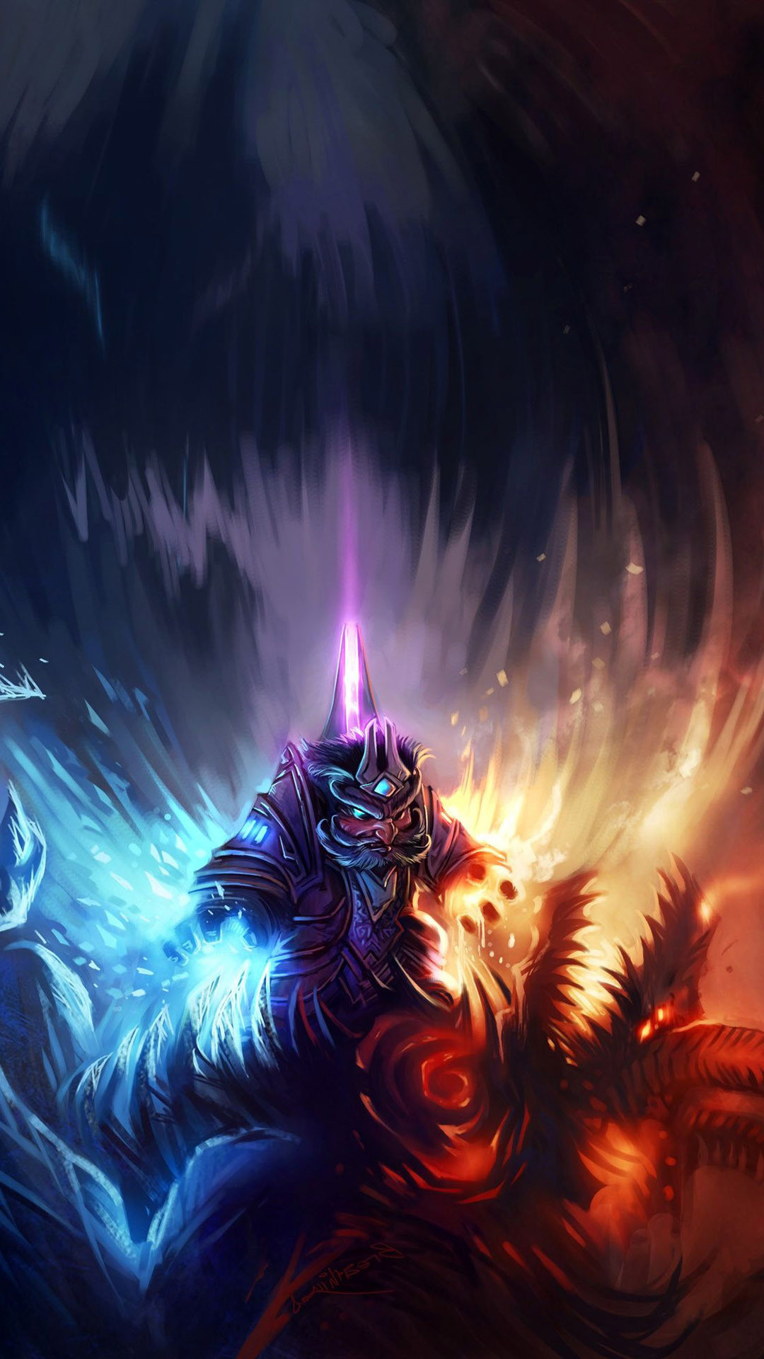 warcraft phone wallpaper,cg artwork,purple,darkness,demon,illustration