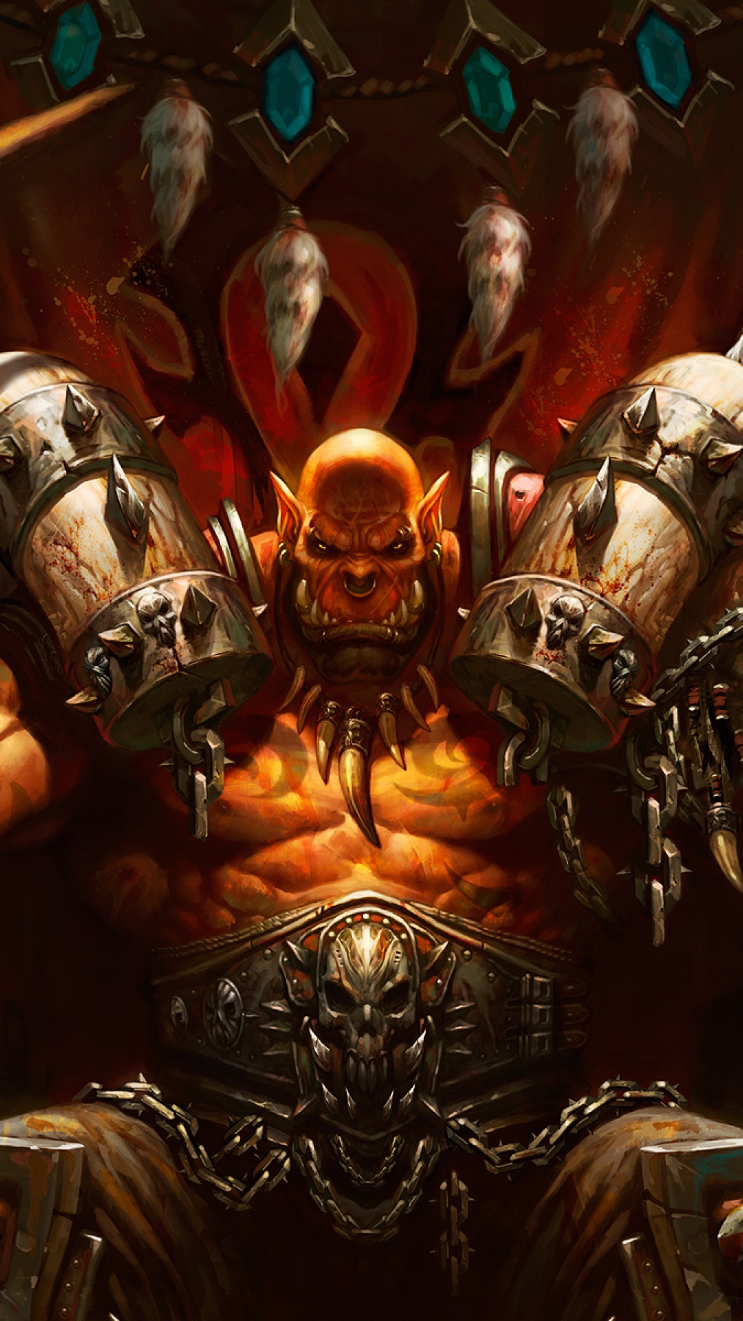 warcraft phone wallpaper,demon,fictional character,cg artwork,illustration,skull