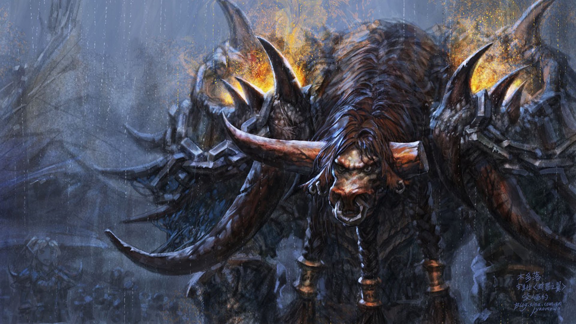 wow warrior wallpaper,demon,horn,cg artwork,fictional character,cryptid