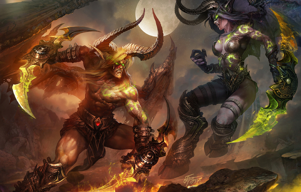 wow demon hunter wallpaper,action adventure game,demon,pc game,cg artwork,mythology