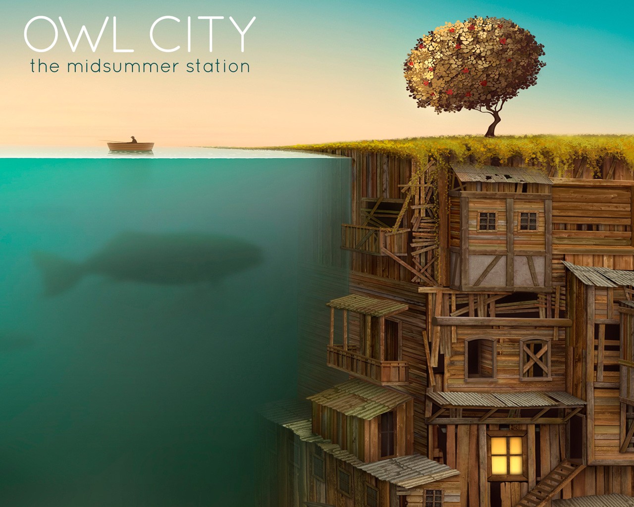 owl city wallpaper,sky,illustration,tree,font,adaptation
