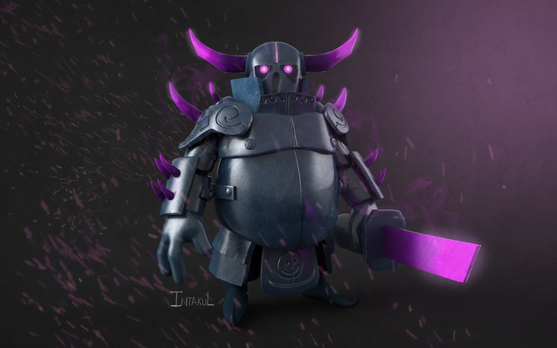clash of clans pekka wallpaper,action figure,animation,darkness,magenta,fictional character