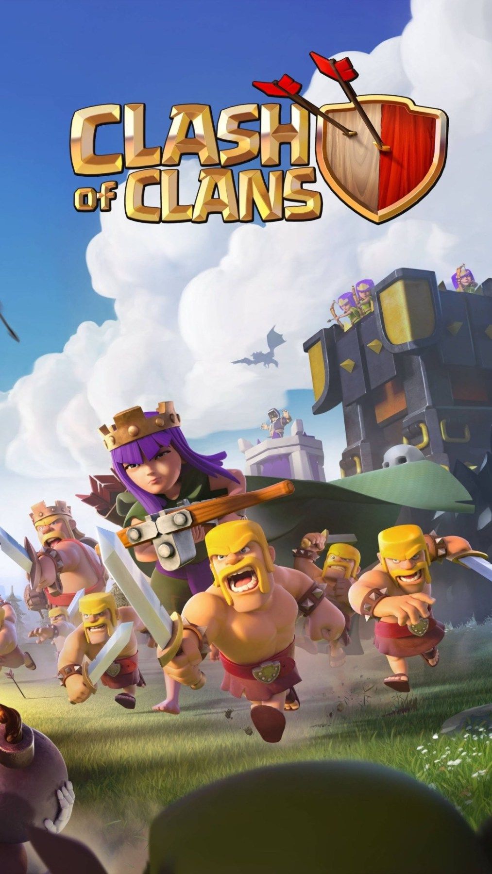clash of clans hd wallpaper für android,animierter cartoon,karikatur,computerspiel,spiele,action adventure spiel