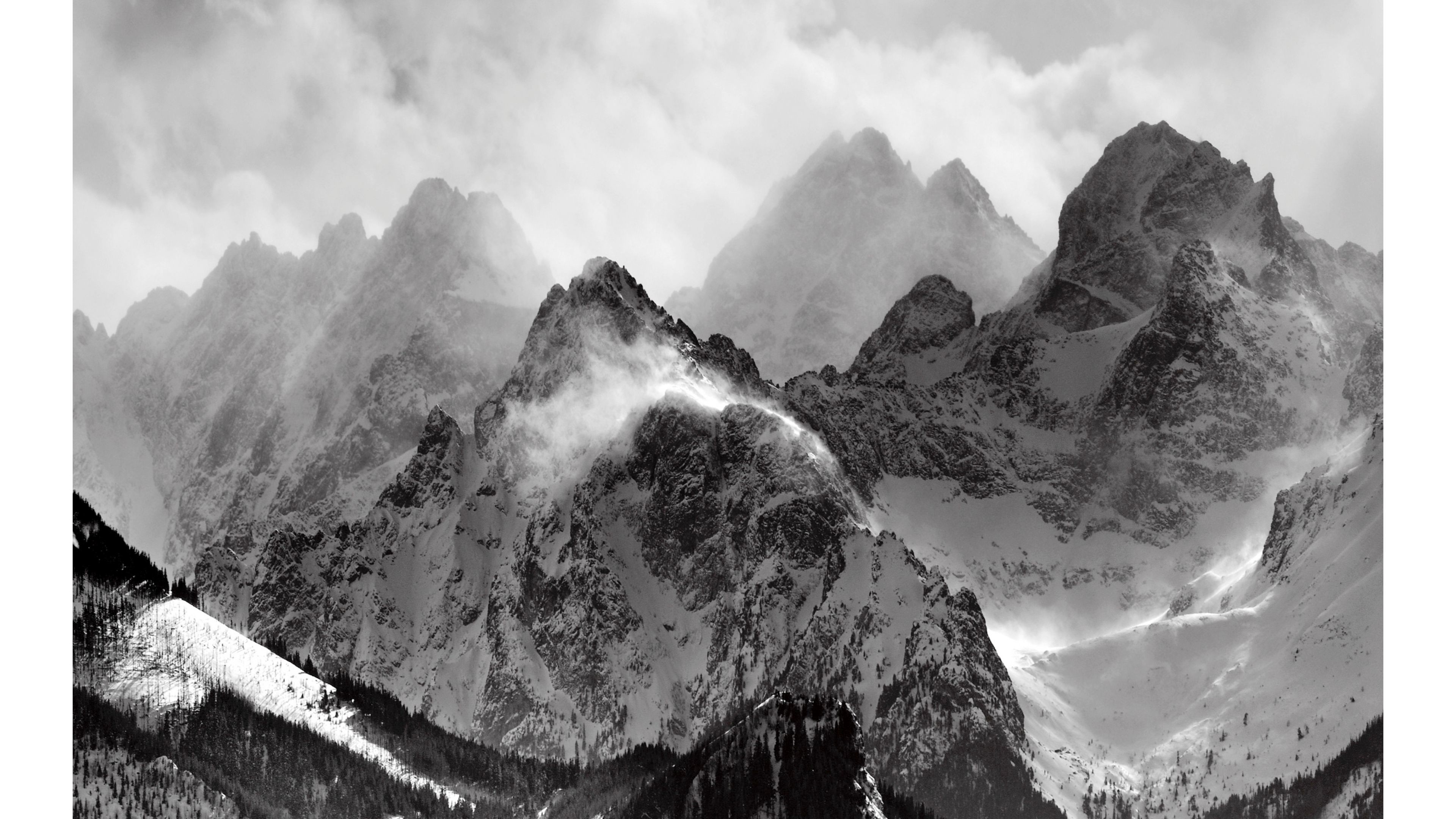 4k white wallpaper,mountainous landforms,mountain,mountain range,white,black and white