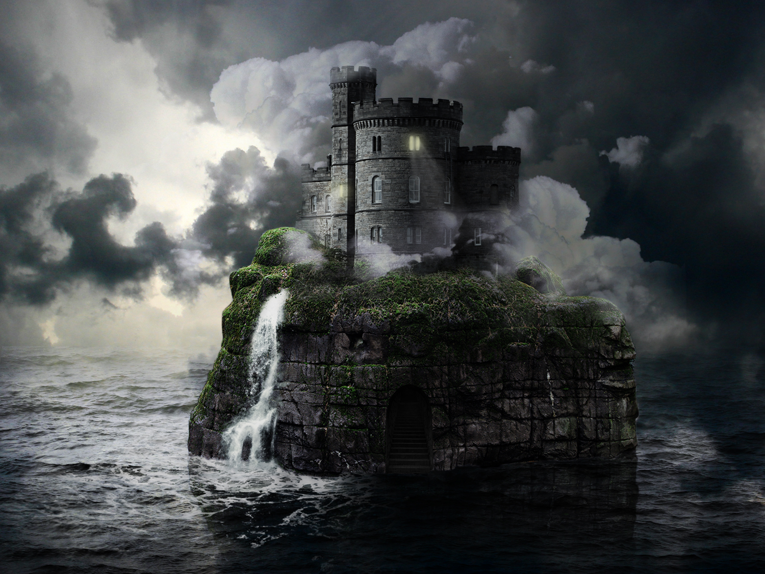 isla de piedra fondo de pantalla para iphone,naturaleza,cielo,castillo,agua,atmósfera