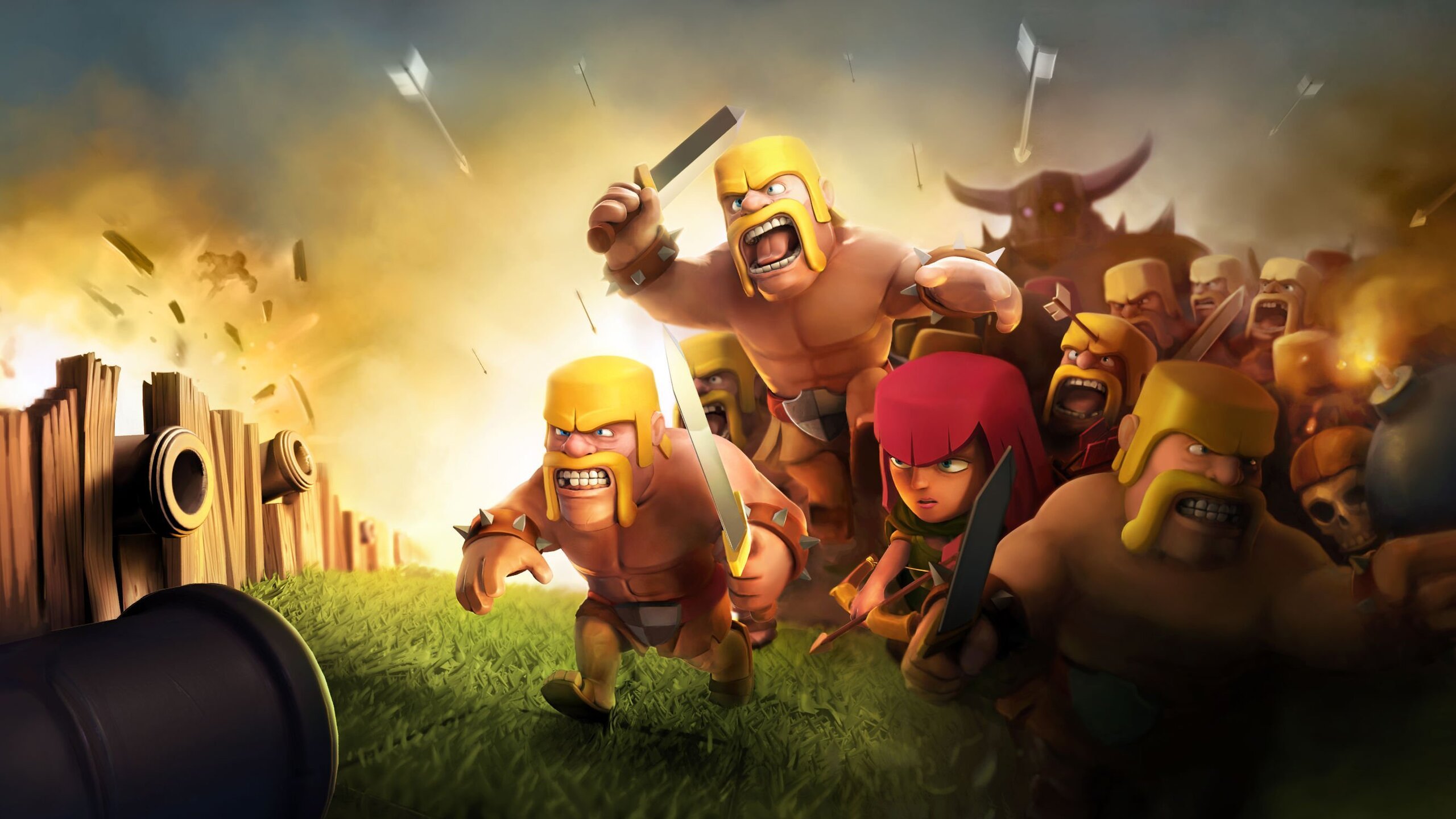 clash of clans fond d'écran 1920x1080,dessin animé,animation,jeu pc,jeux,jeu d'aventure d'action