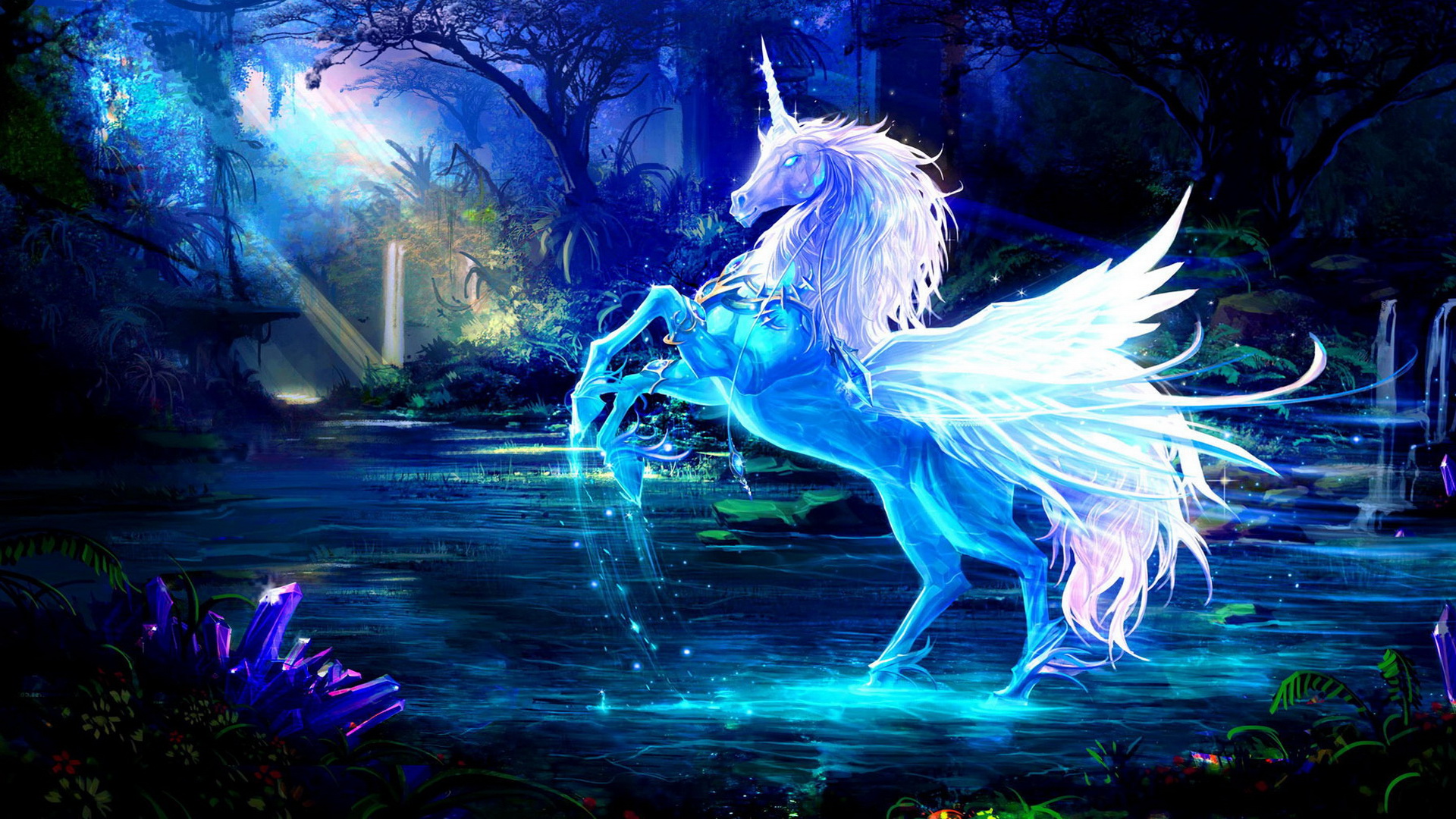 magic wallpaper download,mythical creature,fictional character,unicorn,cg artwork,mythology