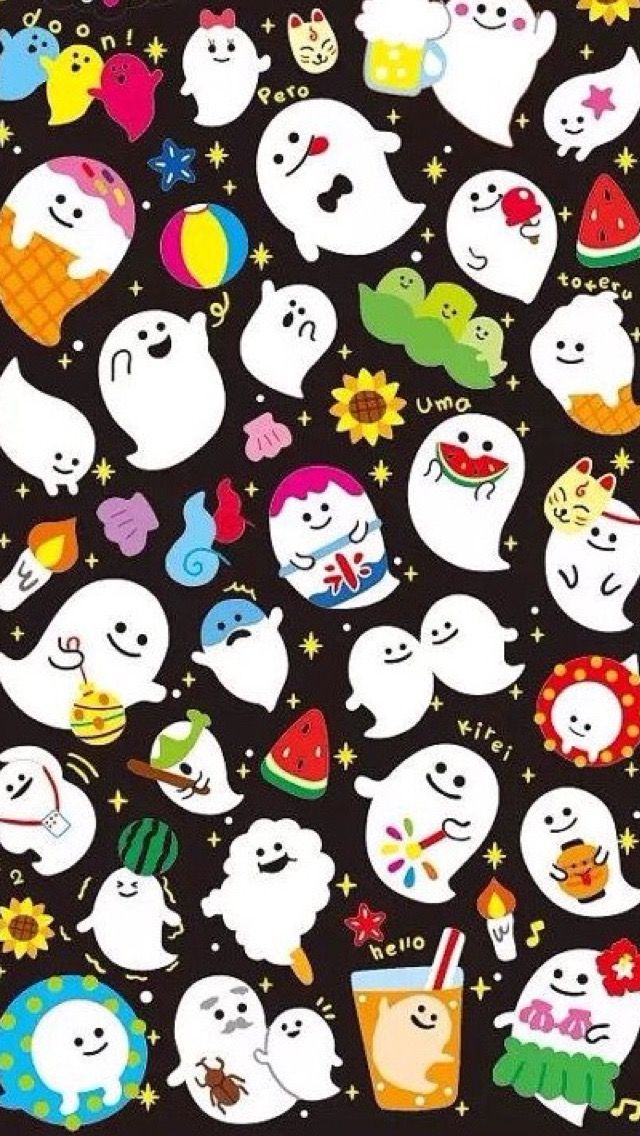 kawaii halloween wallpaper,cartoon,pattern,design,textile,smile
