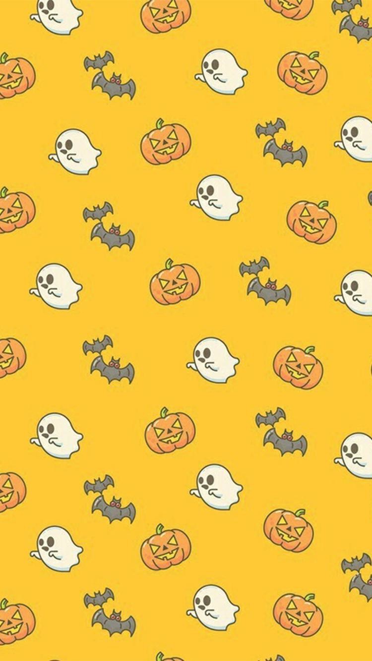 cute halloween wallpaper iphone,yellow,pattern,orange,wrapping paper,design