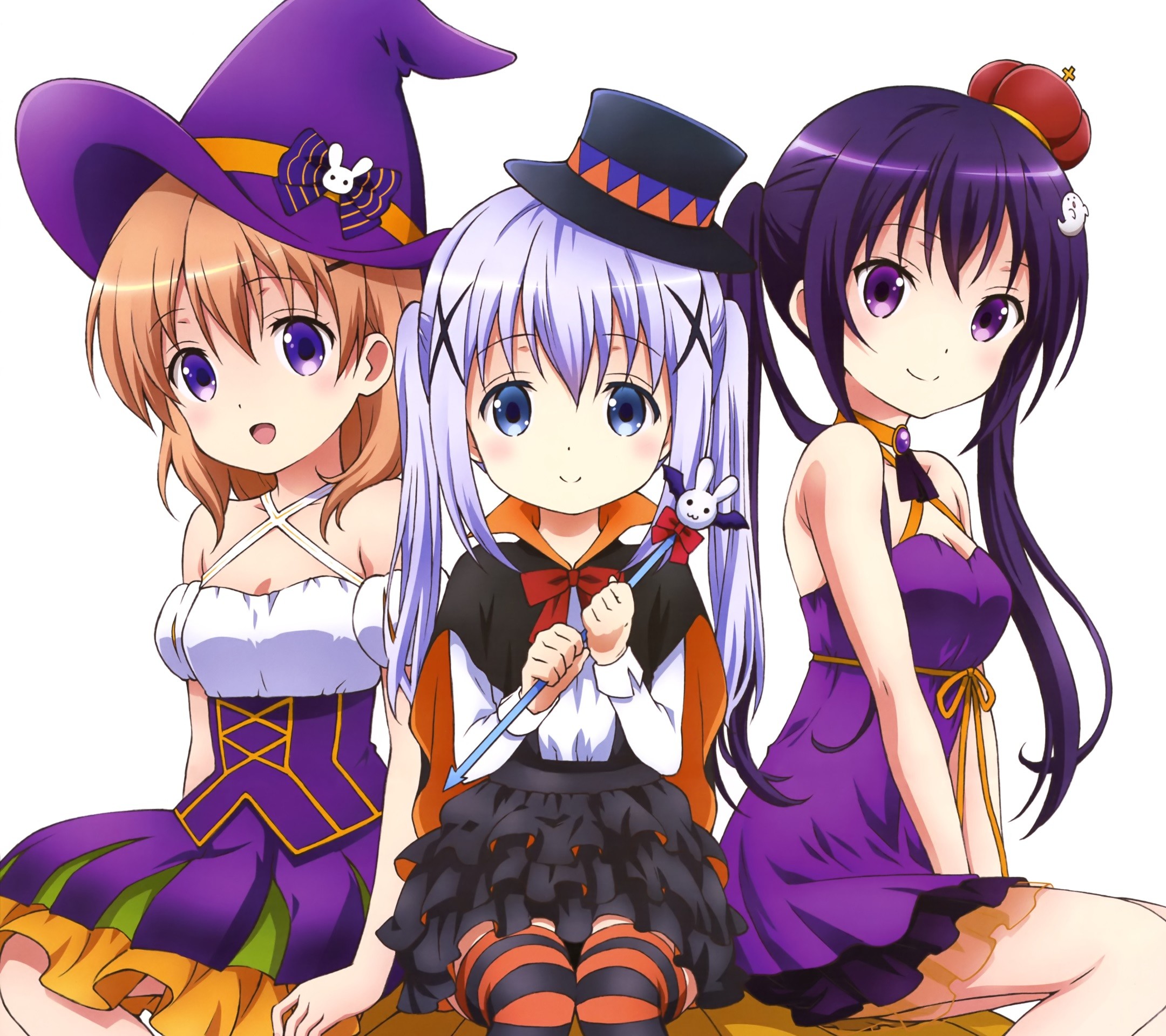 carta da parati anime halloween,cartone animato,anime,capelli neri,capelli castani,cg artwork