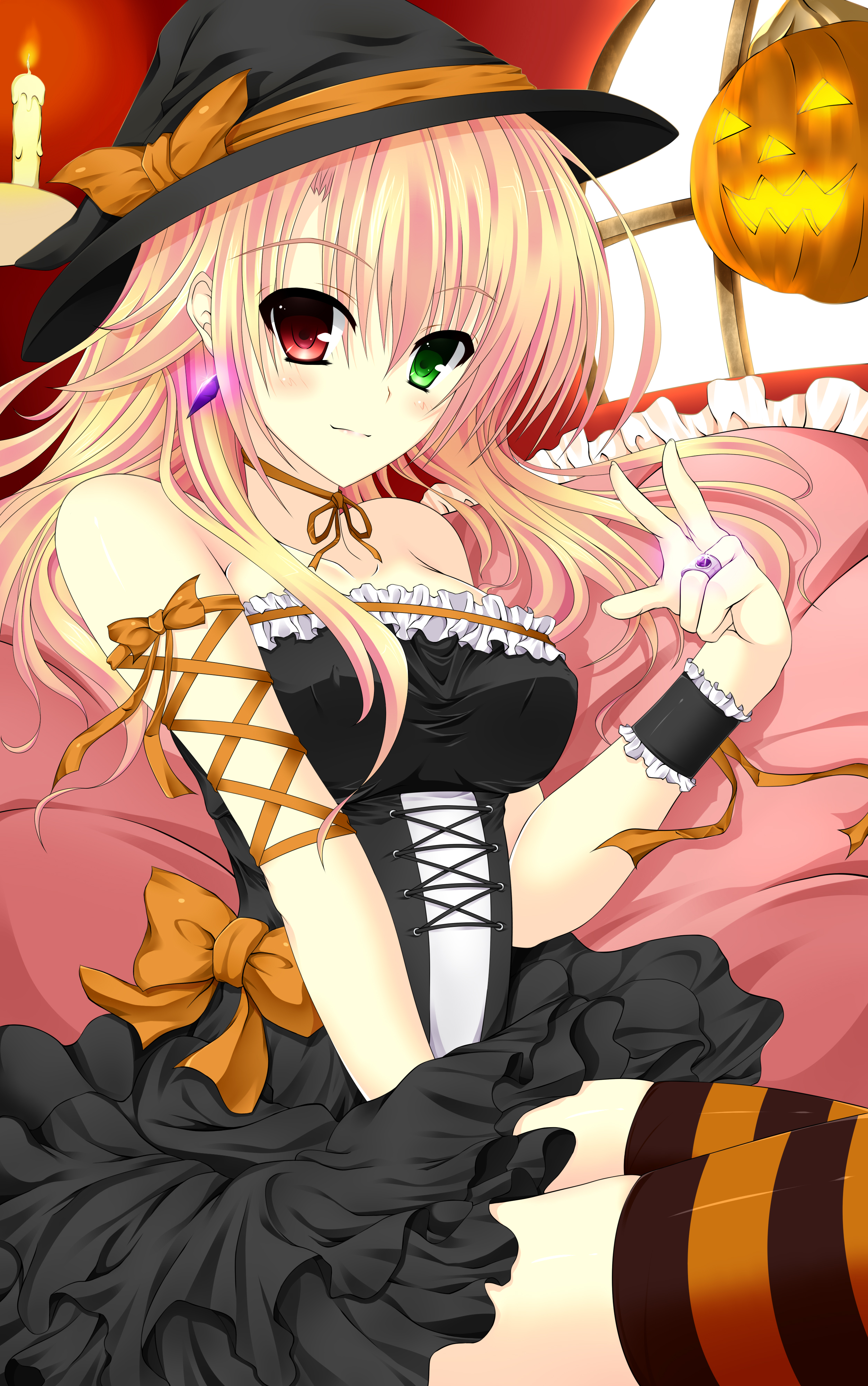 anime halloween wallpaper,cartoon,anime,cg artwork,long hair,hime cut