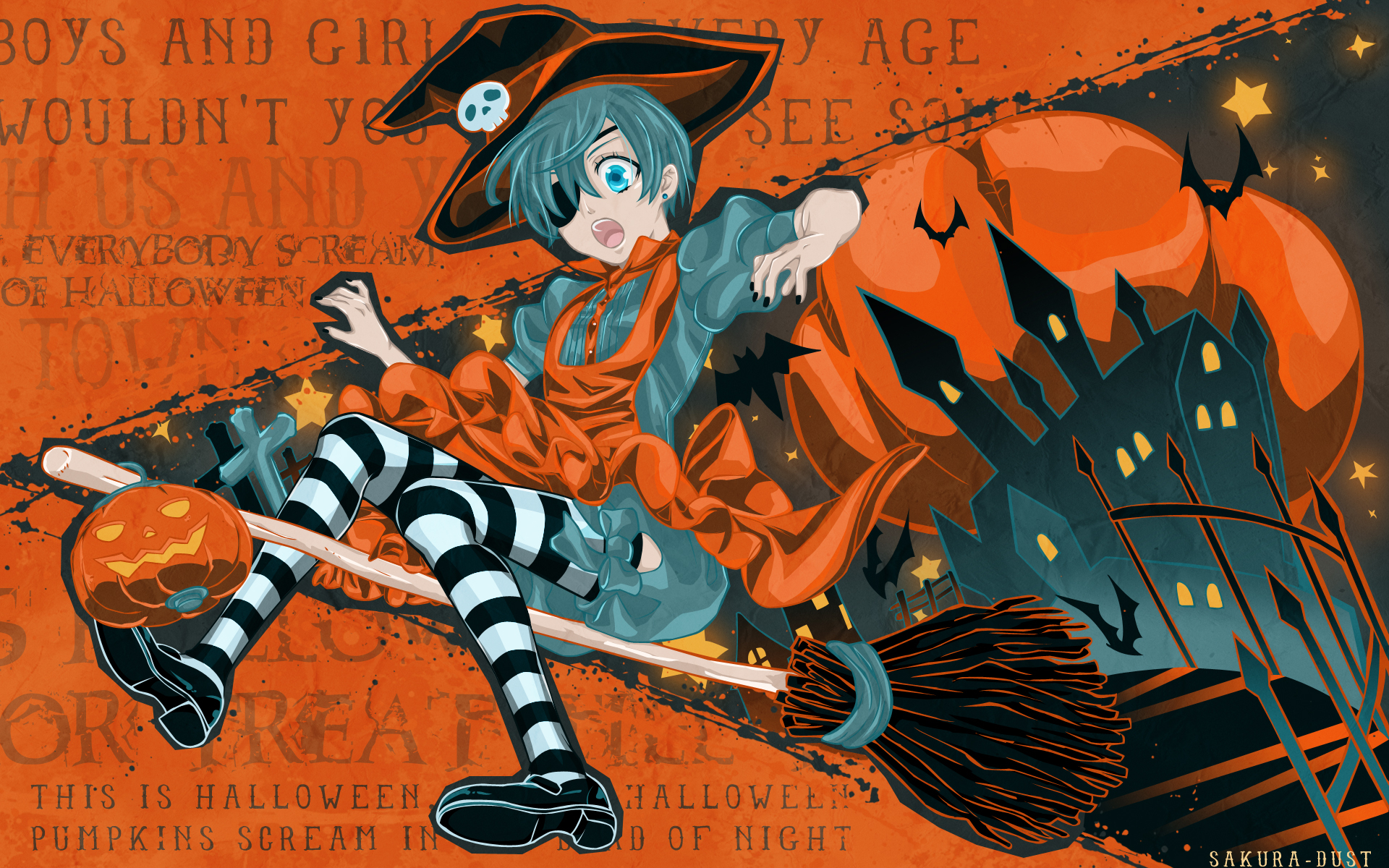 anime halloween wallpaper,karikatur,orange,illustration,kunst,erfundener charakter