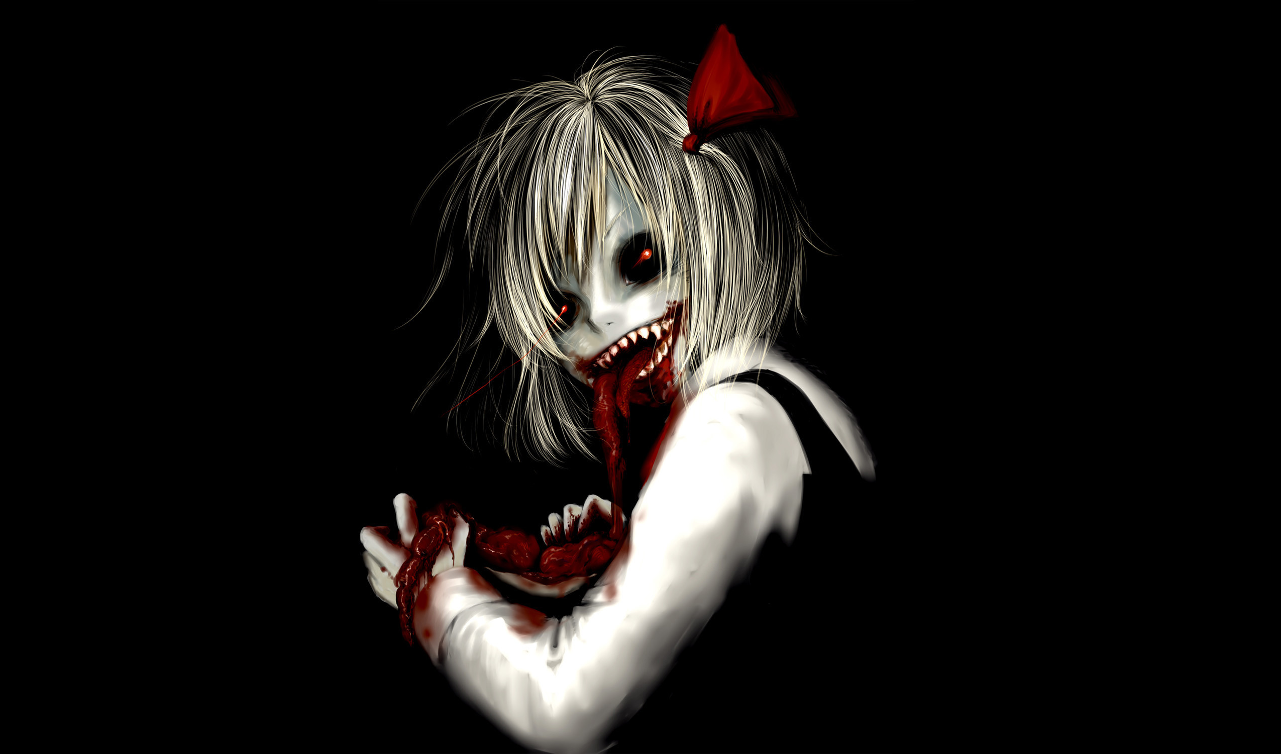 fondo de pantalla de anime de miedo,rojo,oscuridad,ficción,personaje de ficción,boca