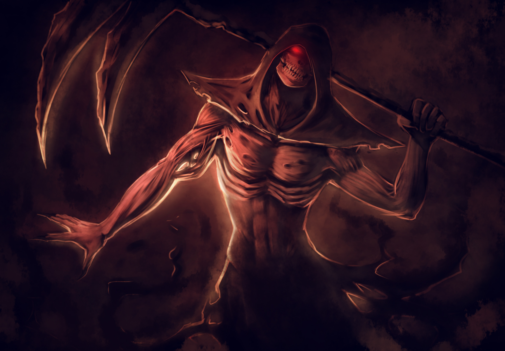 creepy anime wallpaper,cg artwork,demon,darkness,mythology,fictional character