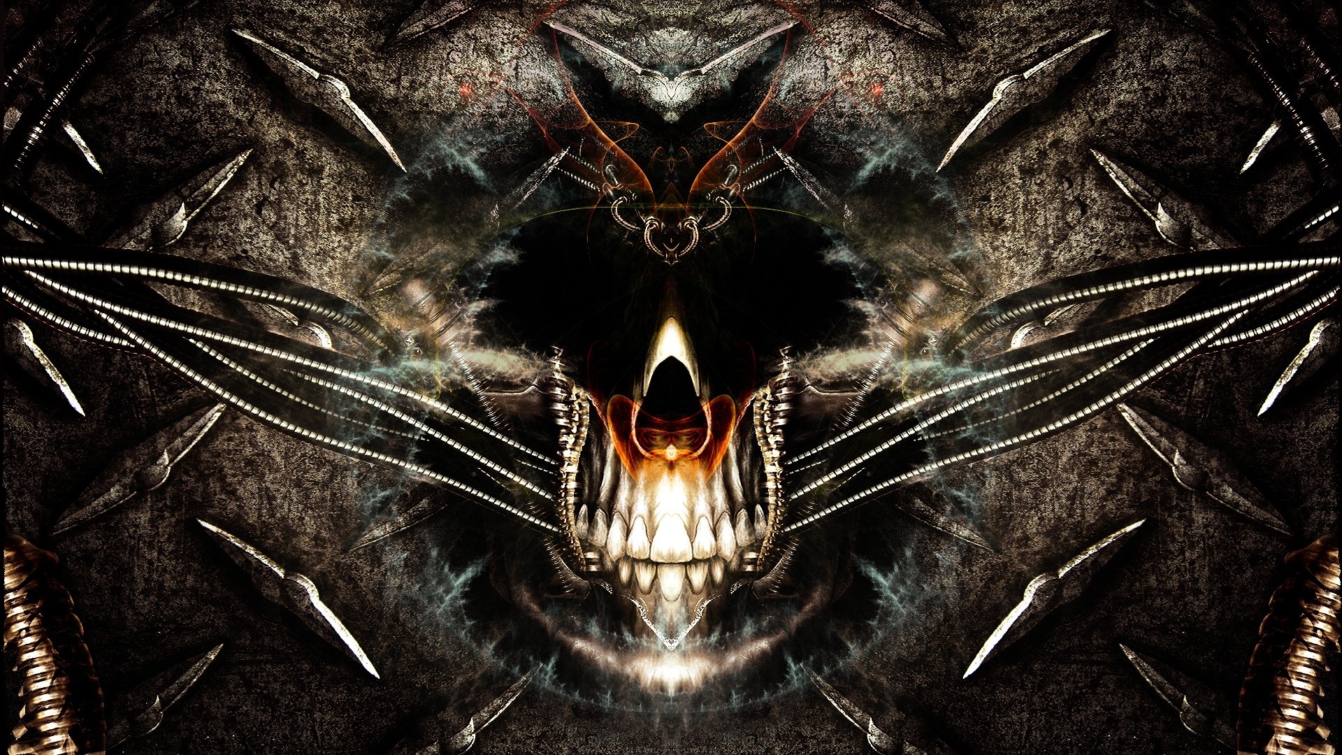 skull wallpaper 1920x1080,demon,darkness,fictional character,symmetry,art