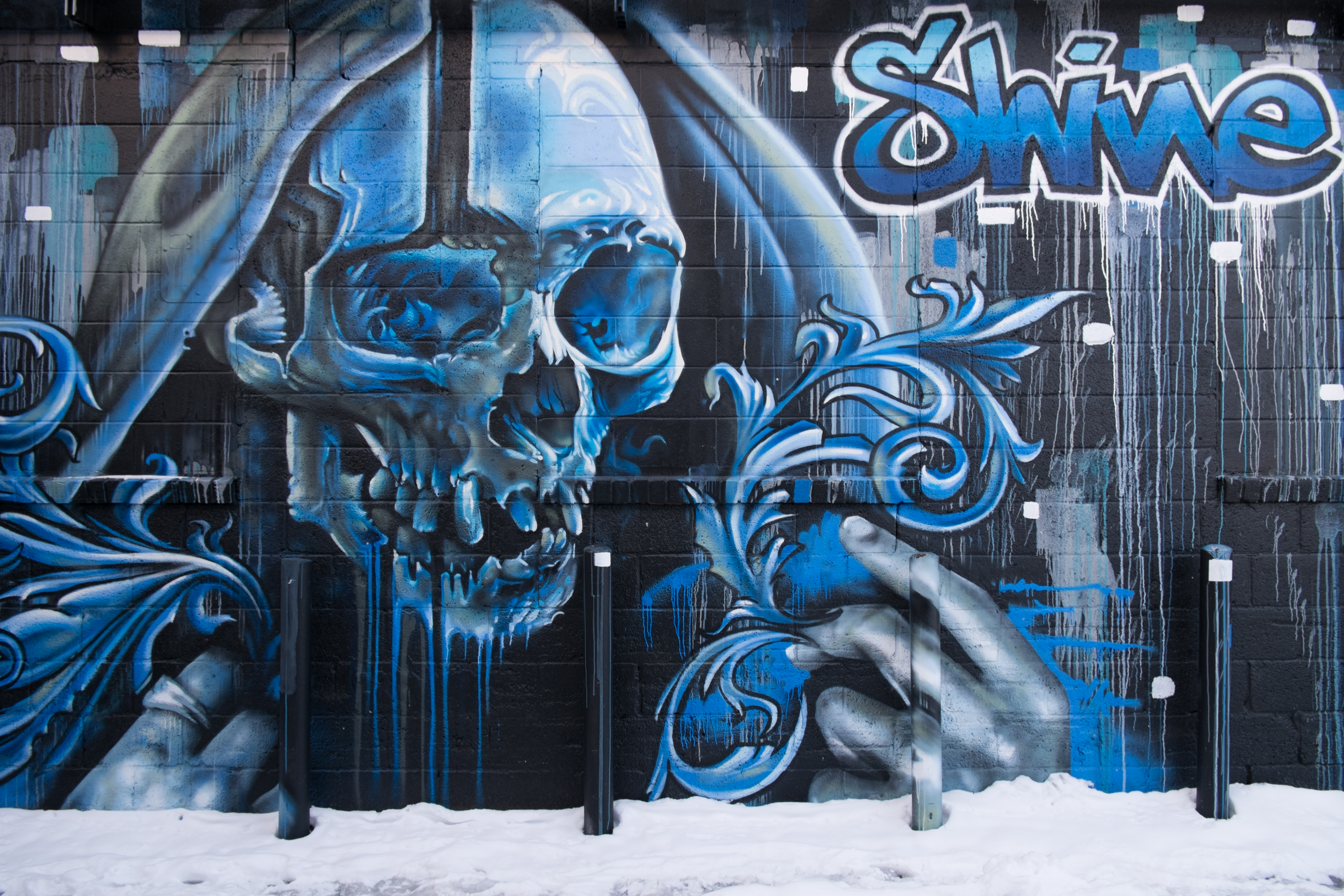 papier peint crâne graffiti,graffiti,art de rue,bleu,art,mur