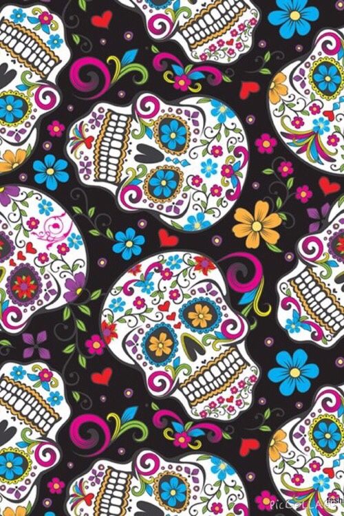 sugar skull iphone wallpaper,pattern,visual arts,motif,design,paisley