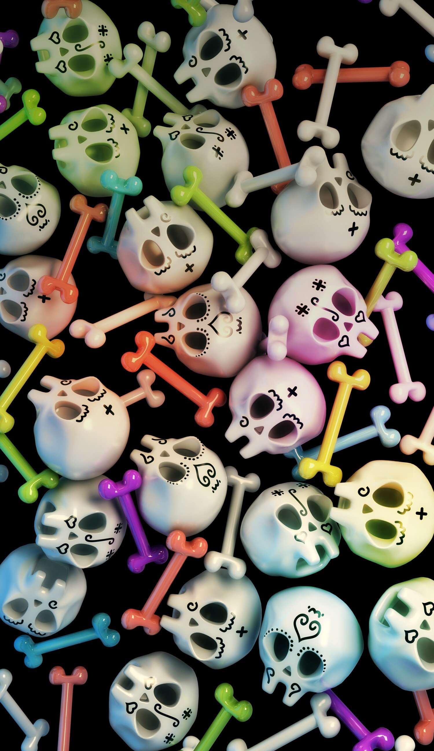 sugar skull iphone wallpaper,skull,bone,design,fashion accessory,animation