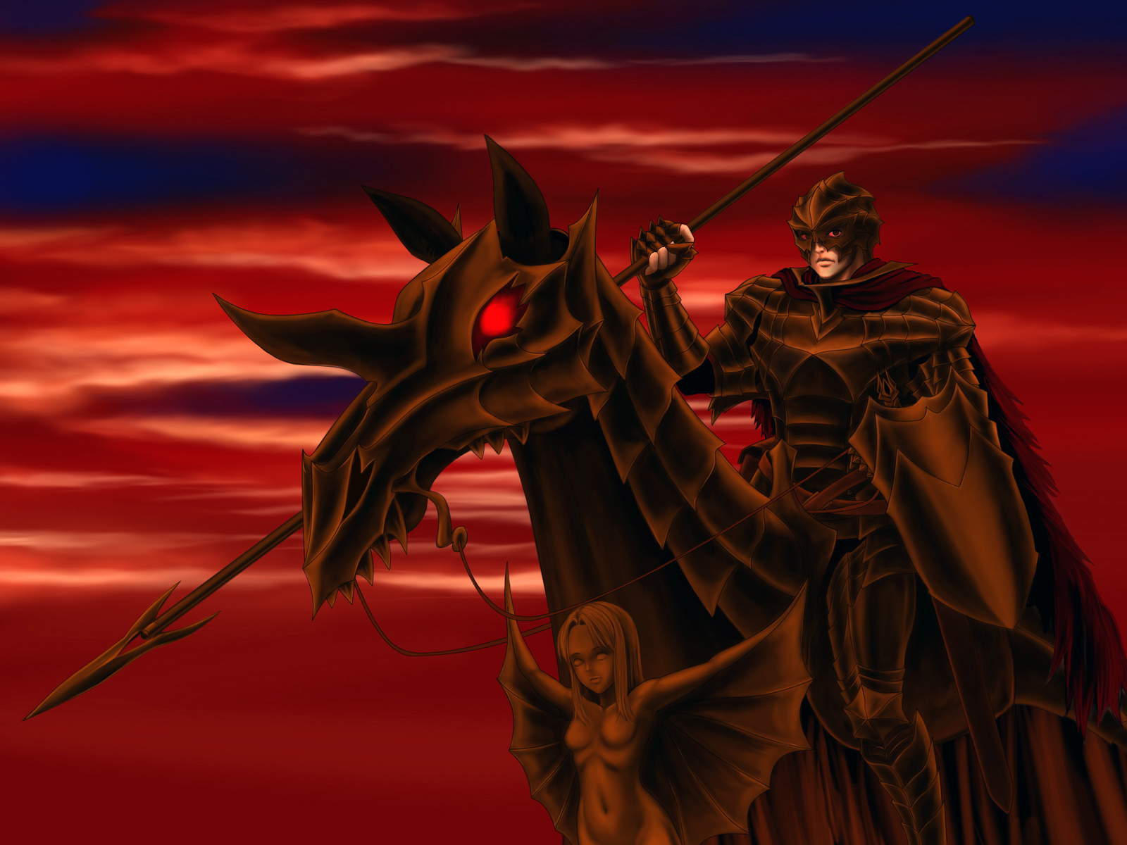 animated skull wallpaper,cg artwork,fictional character,sky,demon,warlord