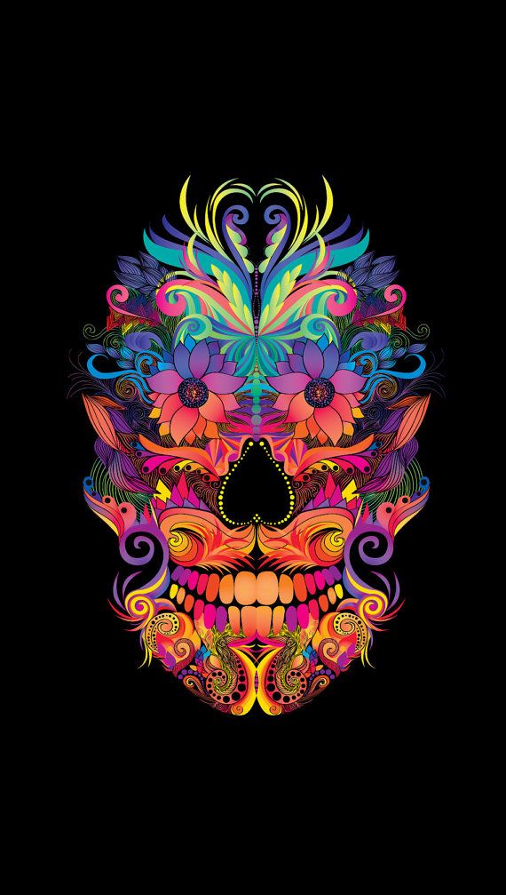 sugar skull iphone wallpaper,psychedelic art,pattern,symmetry,illustration,fractal art