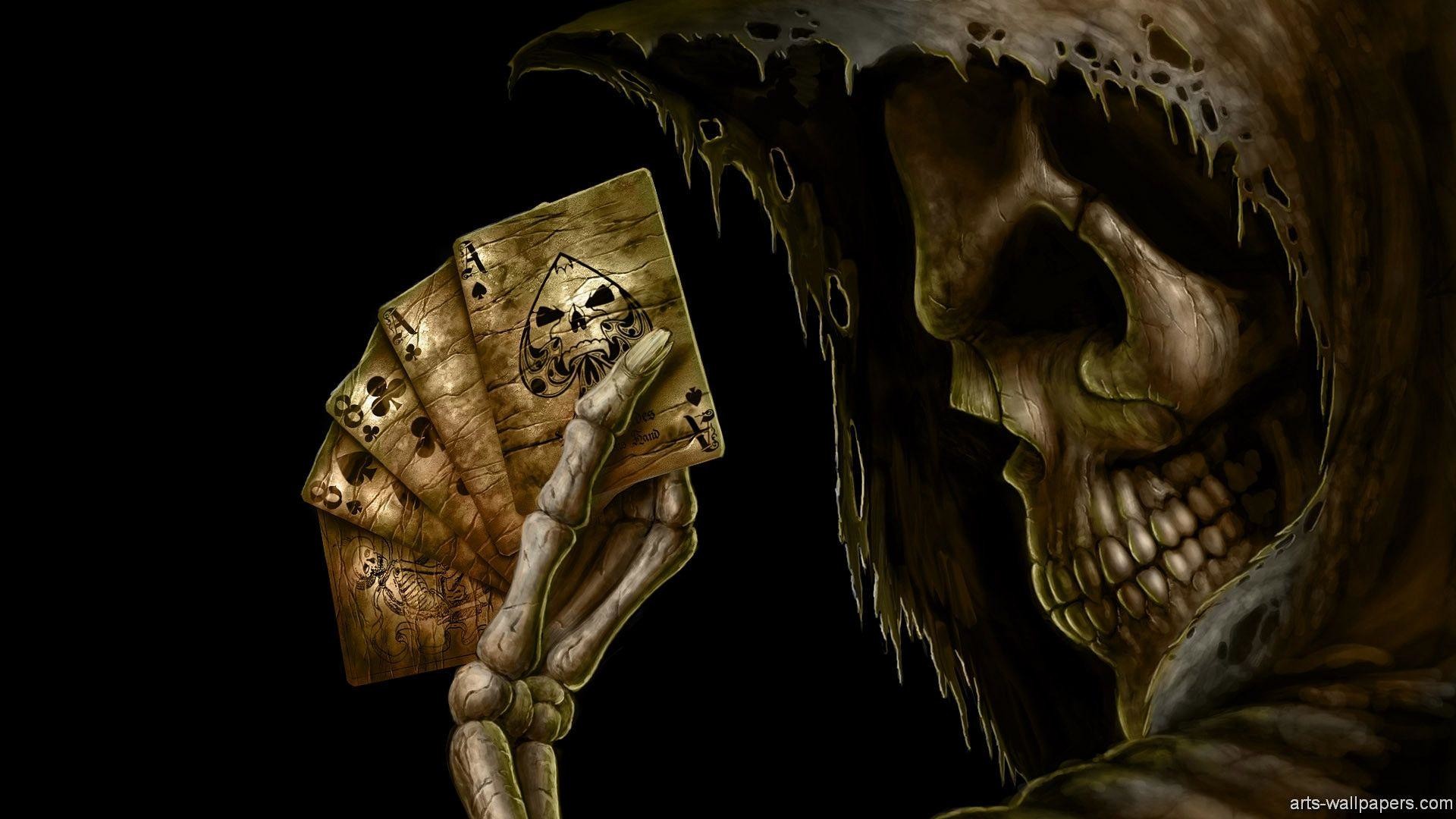 totenkopf wallpaper,demon,fictional character,skull,cg artwork,darkness