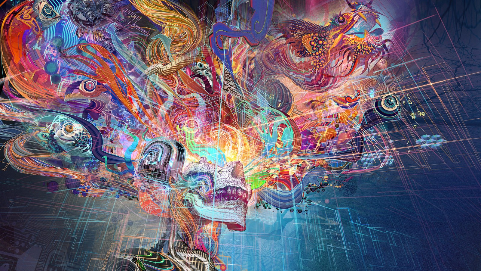 colorful skull wallpaper,psychedelic art,graphic design,art,illustration,design