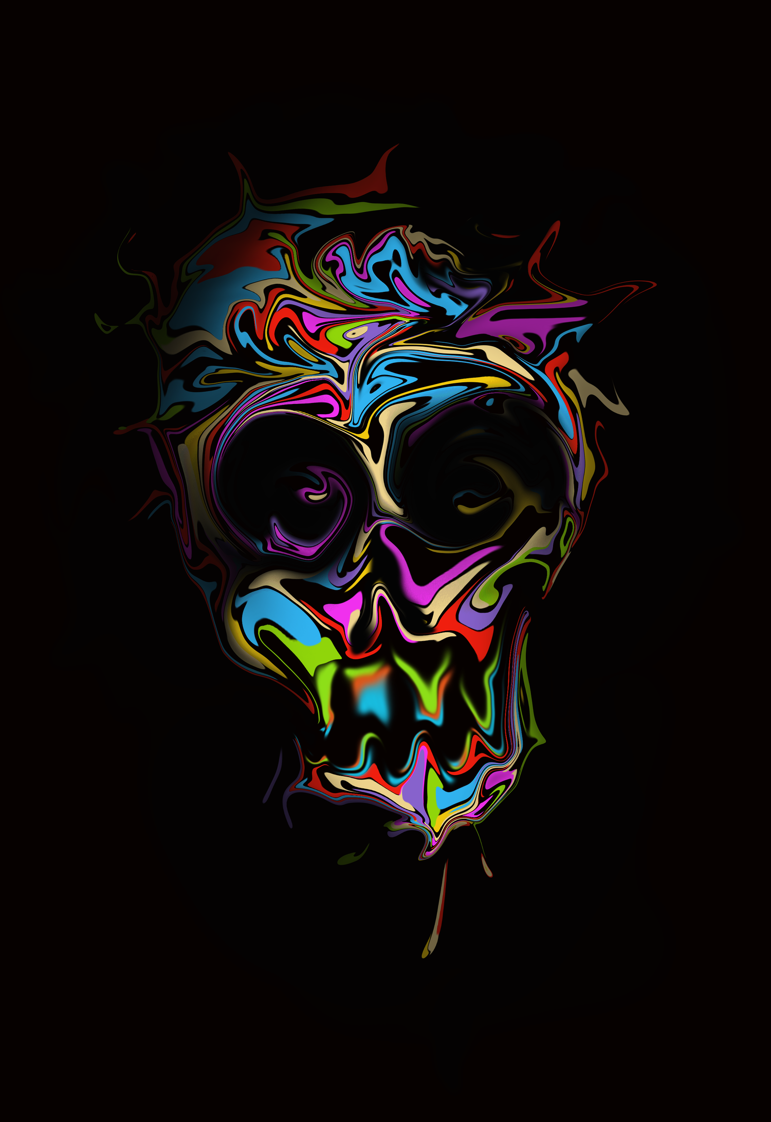 colorful skull wallpaper,psychedelic art,skull,darkness,art,graphic design