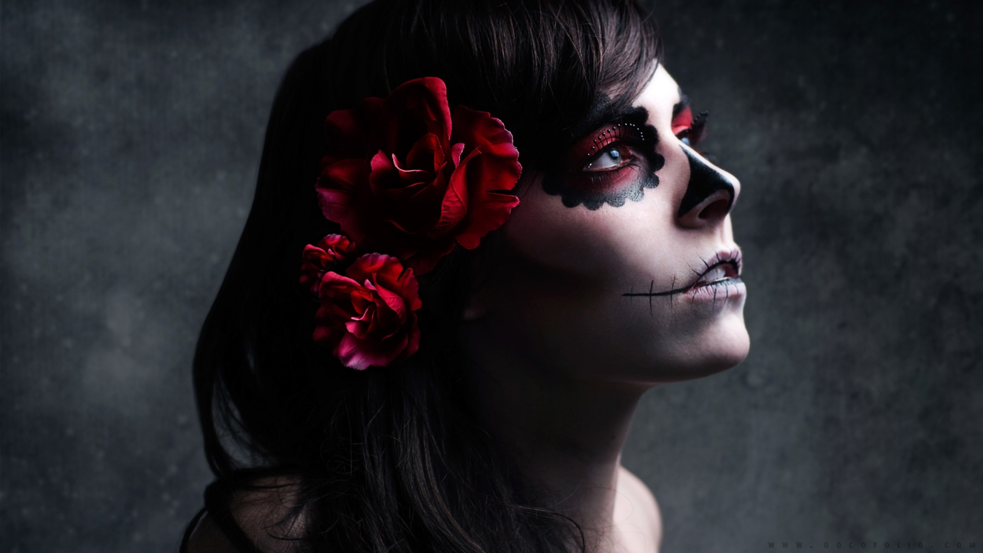 girl skull wallpaper,face,hair,red,beauty,skin