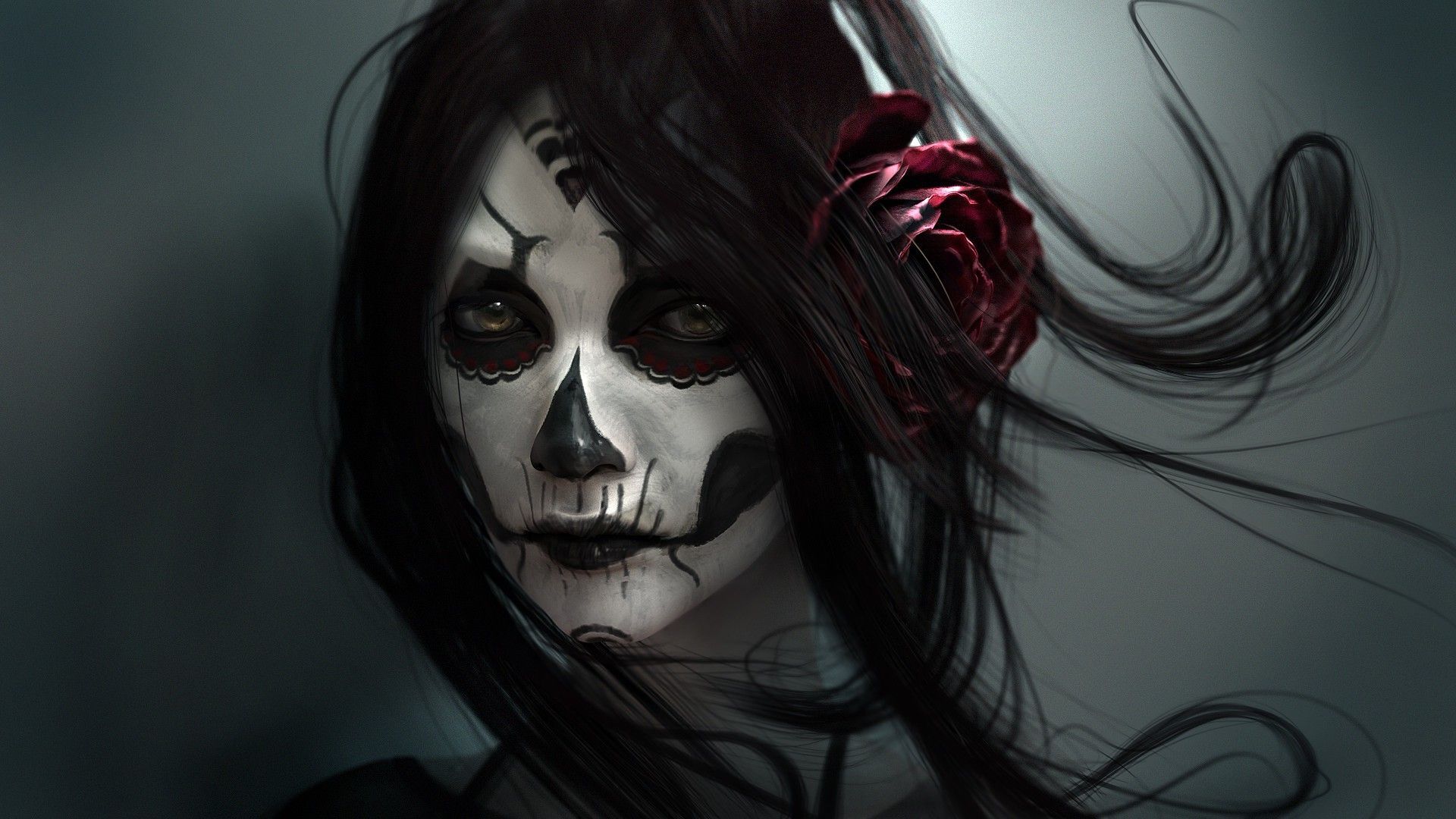 girl skull wallpaper,face,hair,head,illustration,lip