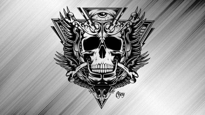 skull art wallpaper,illustration,graphic design,emblem,skull,font