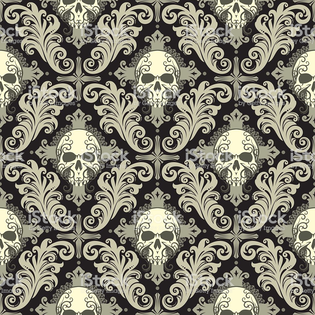 skull damask wallpaper,pattern,design,symmetry,pattern,monochrome