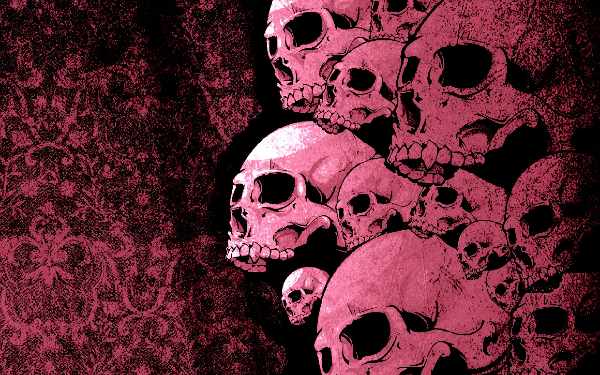핑크 해골 벽지,두개골,뼈,디자인,무늬,삽화