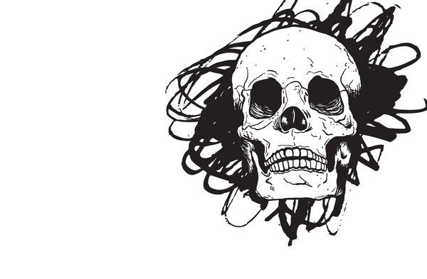 carta da parati teschio bianco e nero,osso,cranio,illustrazione,disegno,font