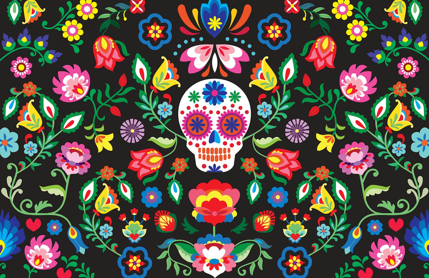 mexican skull wallpaper,psychedelic art,pattern,visual arts,design,art