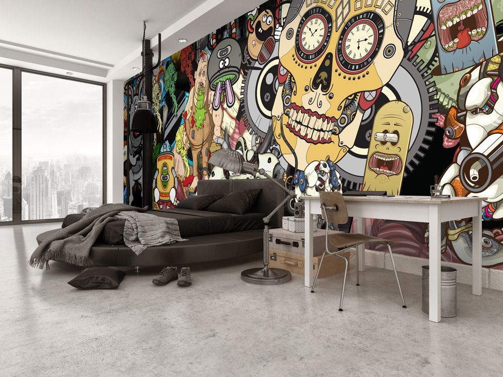 papel pintado calavera de azúcar para paredes,pared,diseño de interiores,habitación,mural,fondo de pantalla