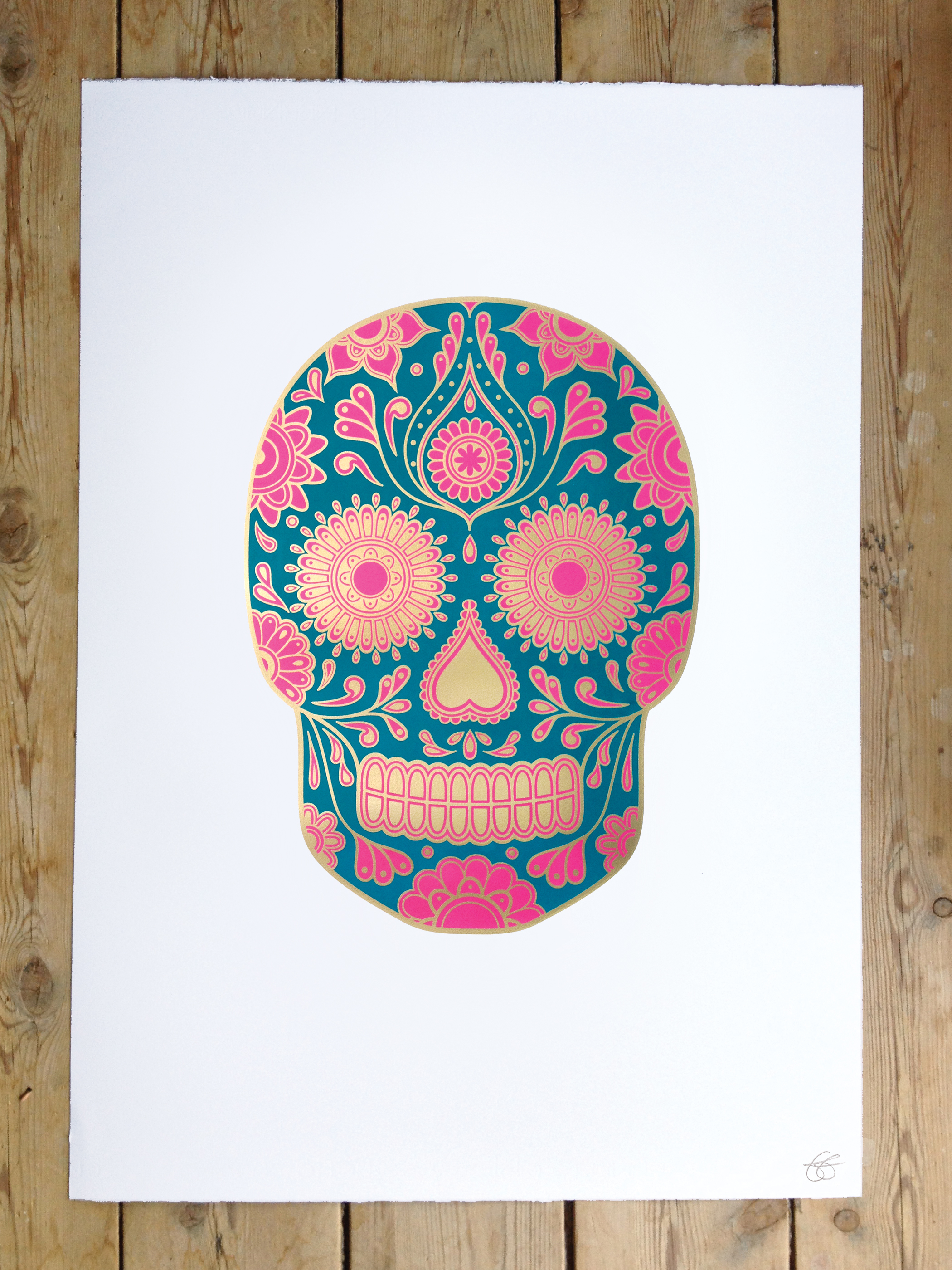 papel pintado calavera de azúcar para paredes,cráneo,rosado,hueso,verde azulado,modelo