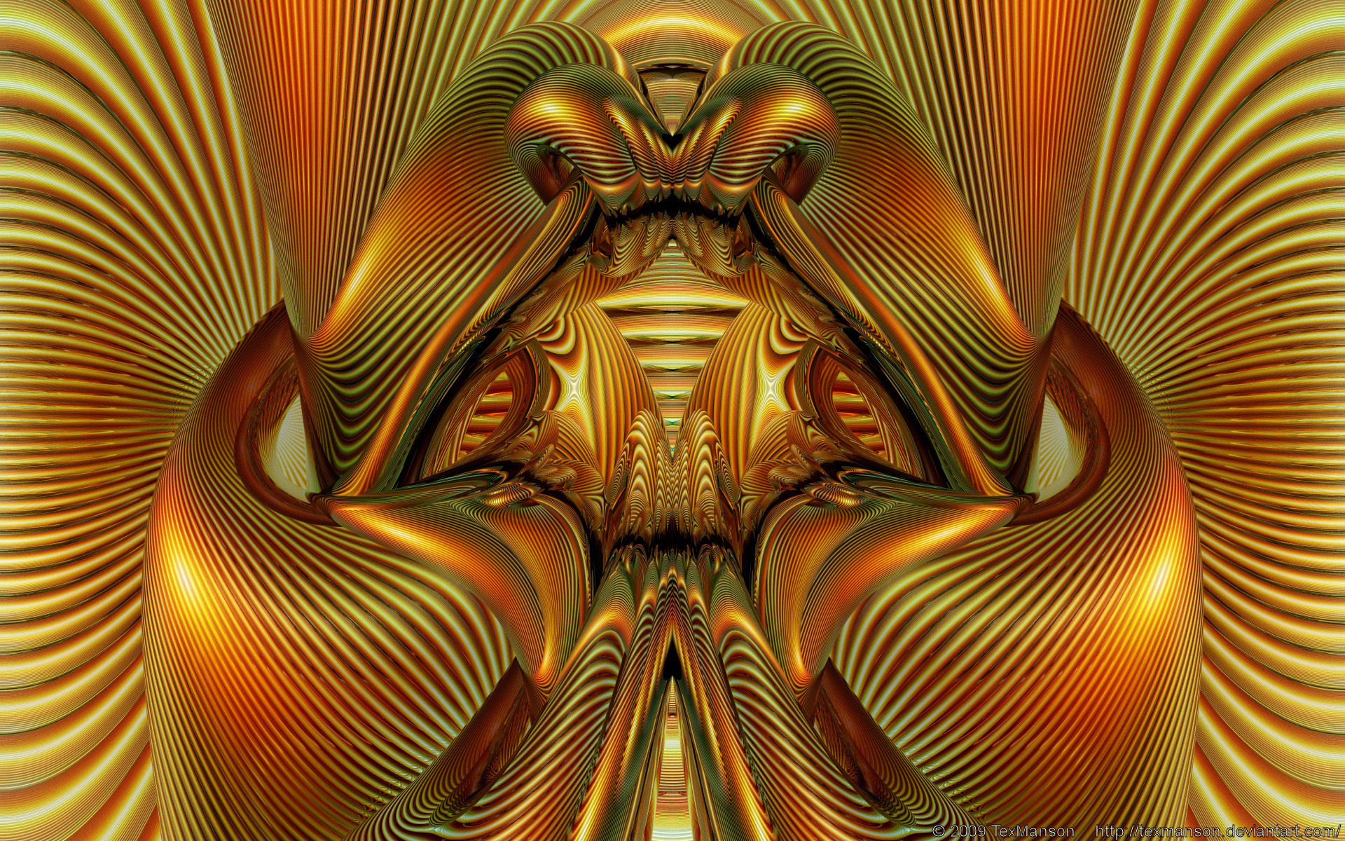 gold 3d wallpaper,fractal art,symmetry,pattern,orange,yellow