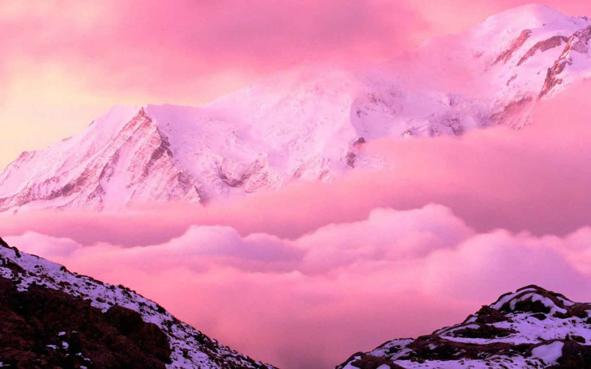 fond d'écran hd rosa,ciel,montagne,chaîne de montagnes,la nature,rose