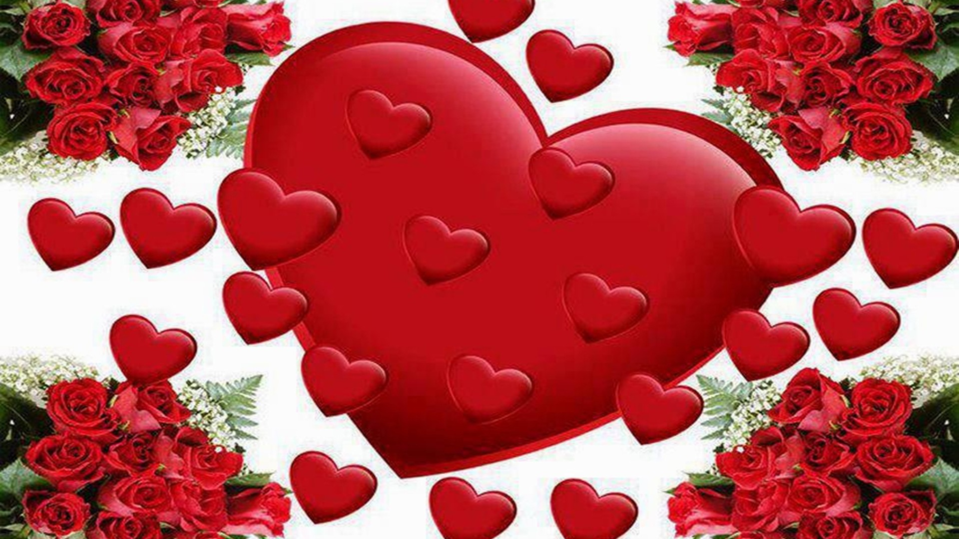 大きなバラの壁紙,赤,心臓,愛,バレンタイン・デー,花弁
