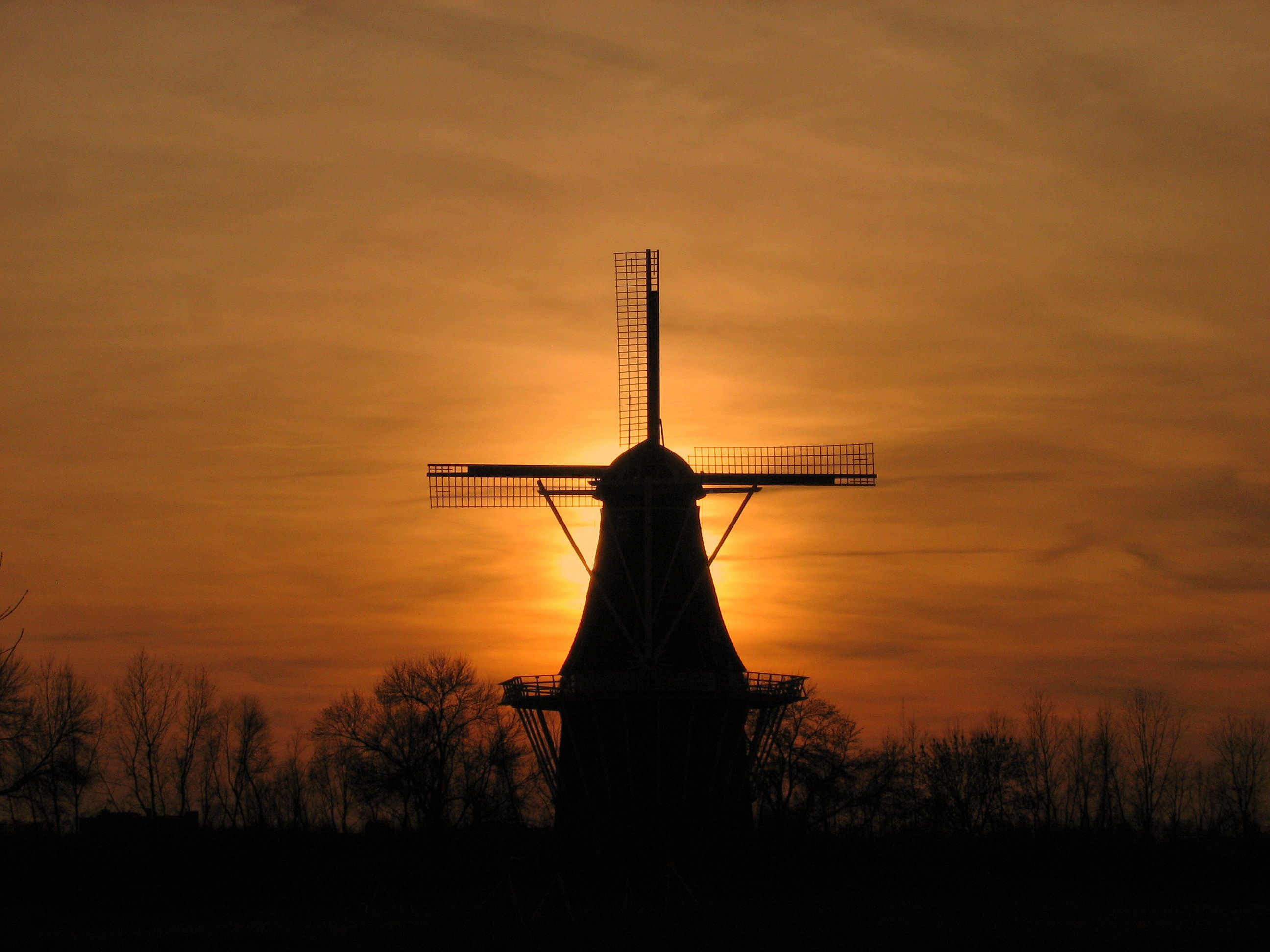 windmill wallpaper,windmill,sky,wind turbine,sunset,sunrise