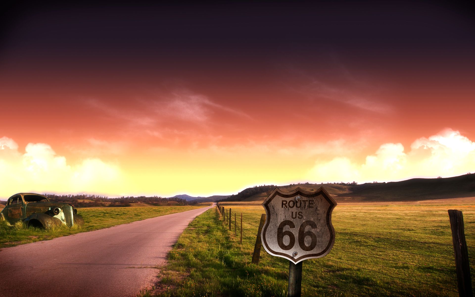 ruta 66 fondo de pantalla,cielo,nube,paisaje natural,la carretera,atmósfera