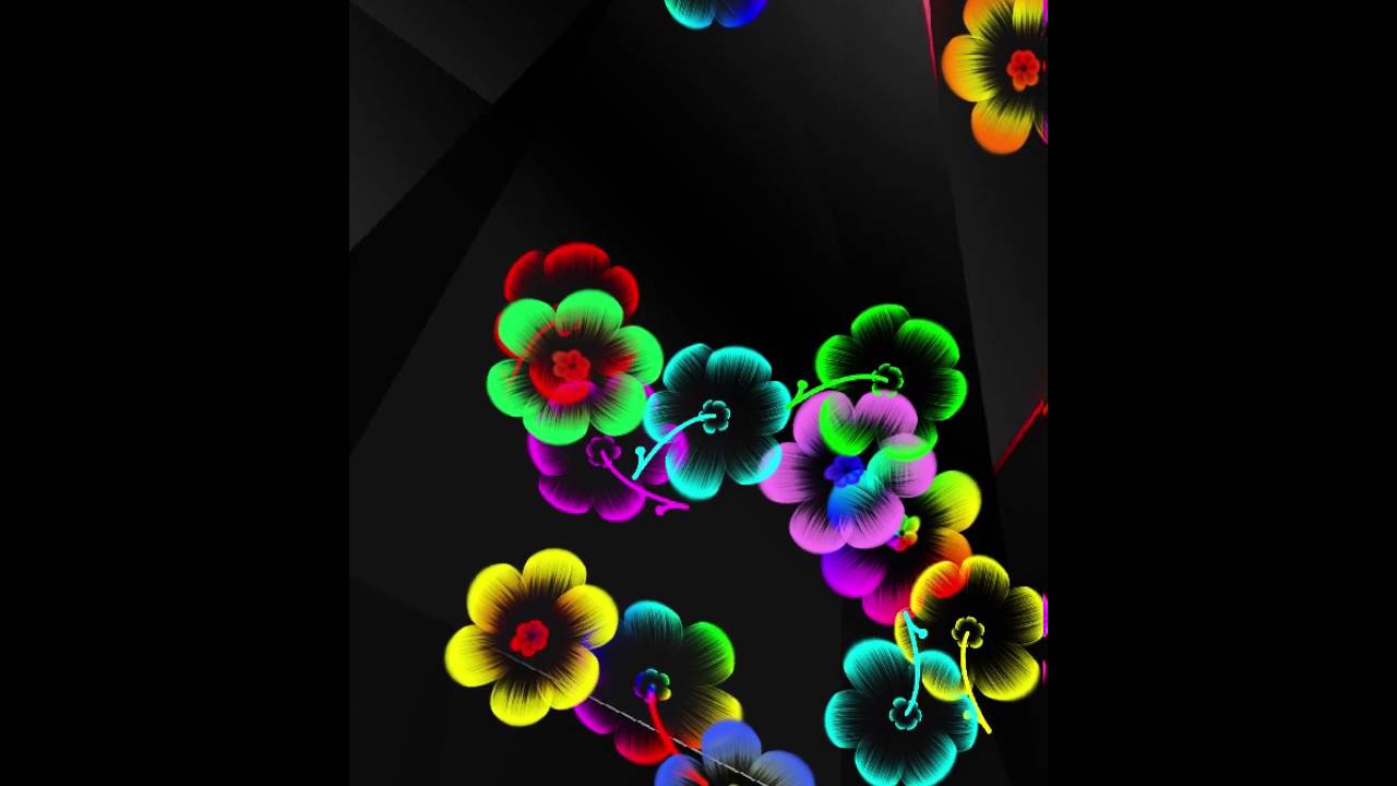 neon flowers live wallpaper,organism,fractal art,graphic design,font,plant