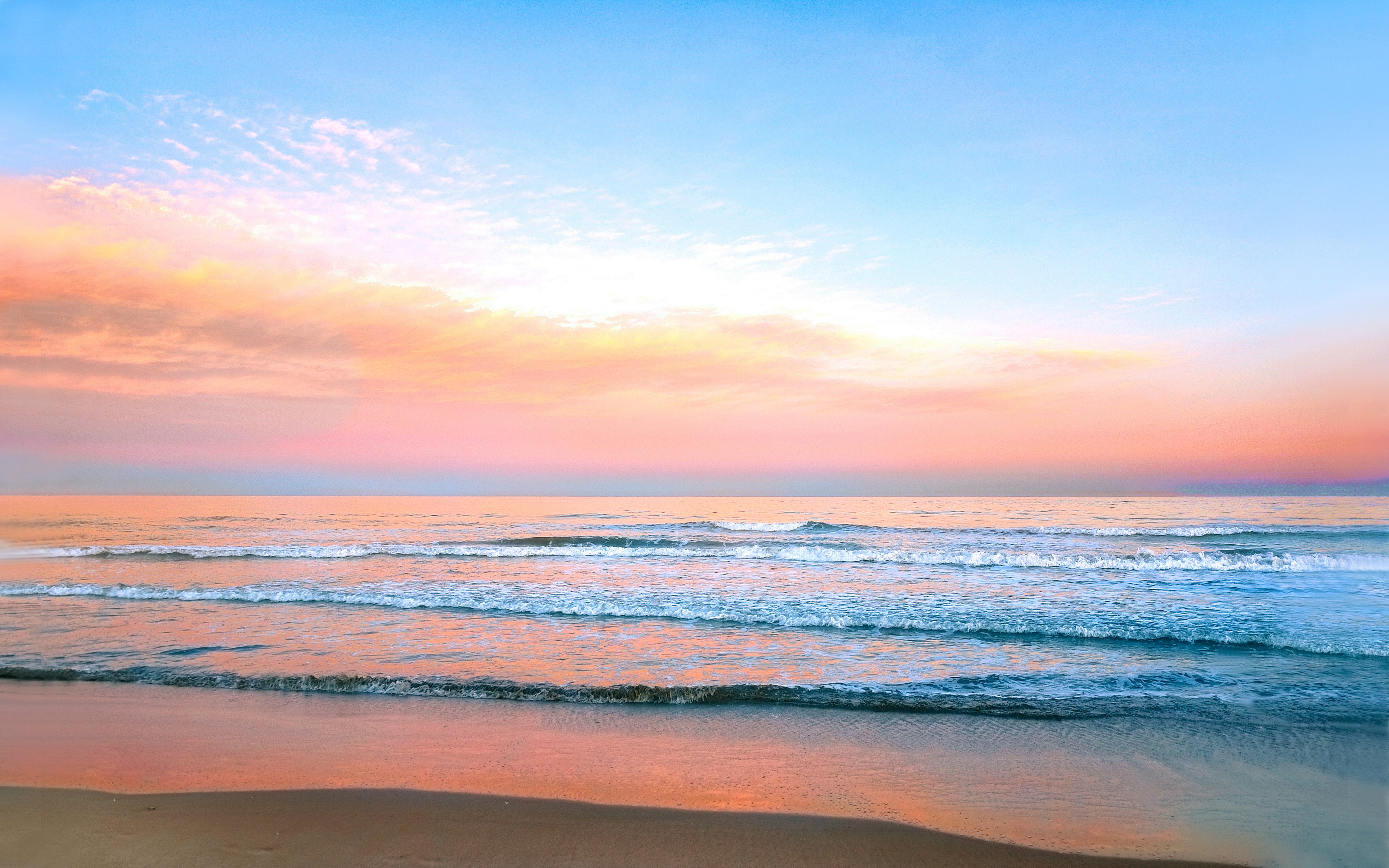 pastel sky wallpaper,sky,body of water,horizon,sea,ocean