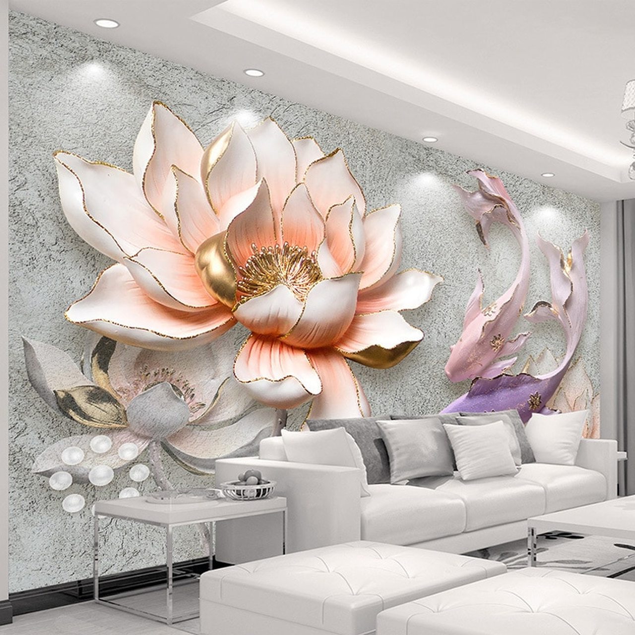 3d lotus fond d'écran en direct,fond d'écran,mur,mural,salon,chambre