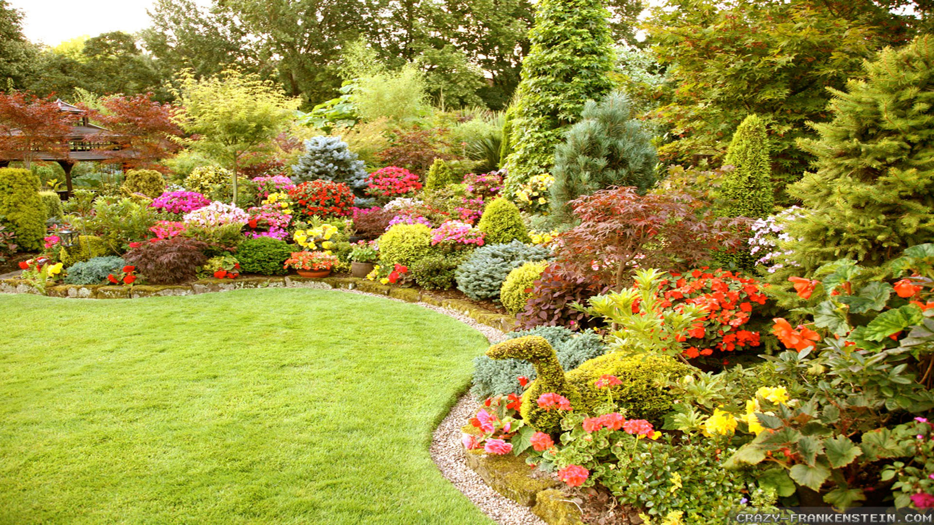beautiful garden wallpaper,natural landscape,garden,lawn,plant,shrub