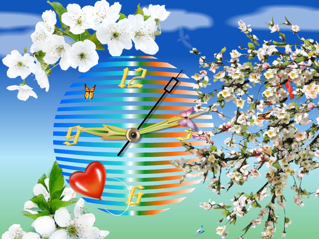 flower clock live wallpaper,nature,spring,blossom,daytime,branch