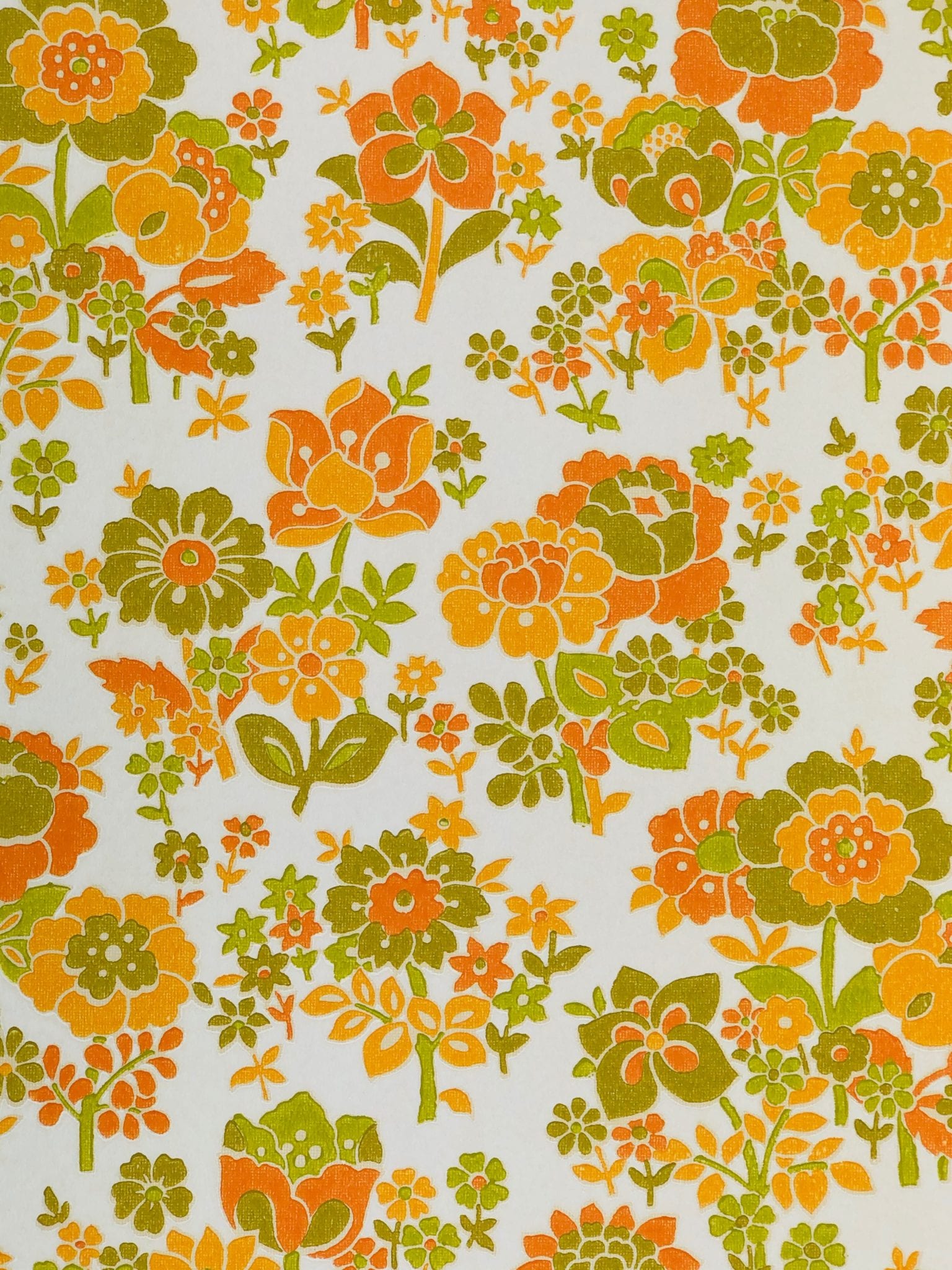 오렌지 꽃 무늬 벽지,주황색,무늬,포장지,노랑,디자인