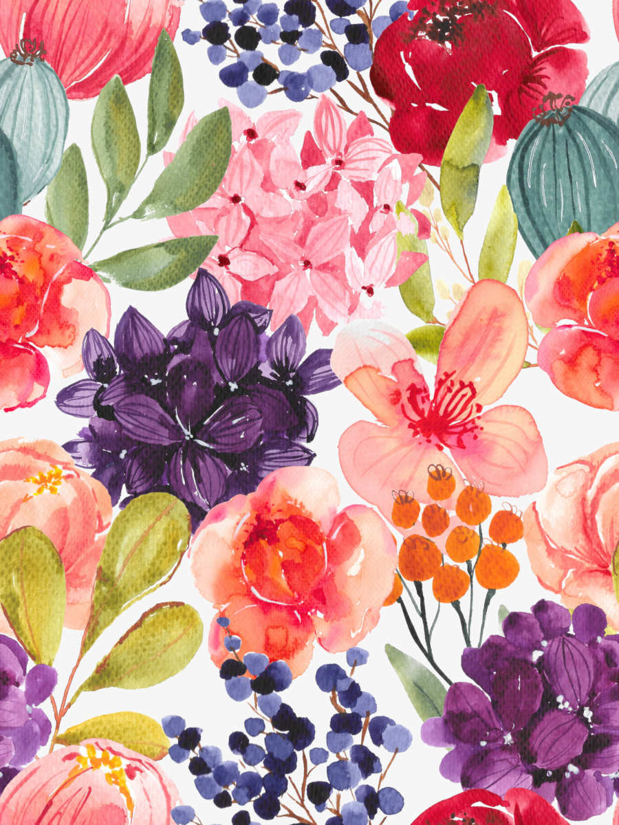 bold floral wallpaper,flower,pattern,petal,plant,watercolor paint