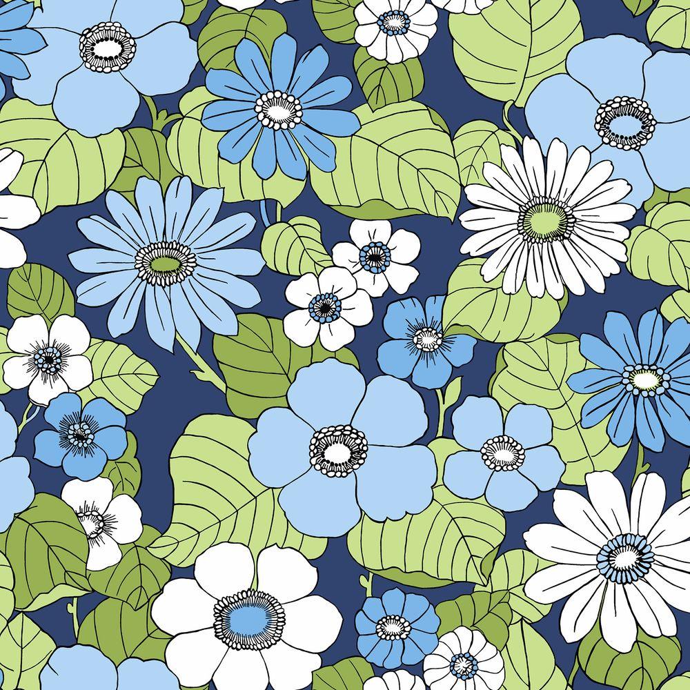 papier peint à fleurs bleu marine,bleu,fleur,modèle,plante,fleurs sauvages