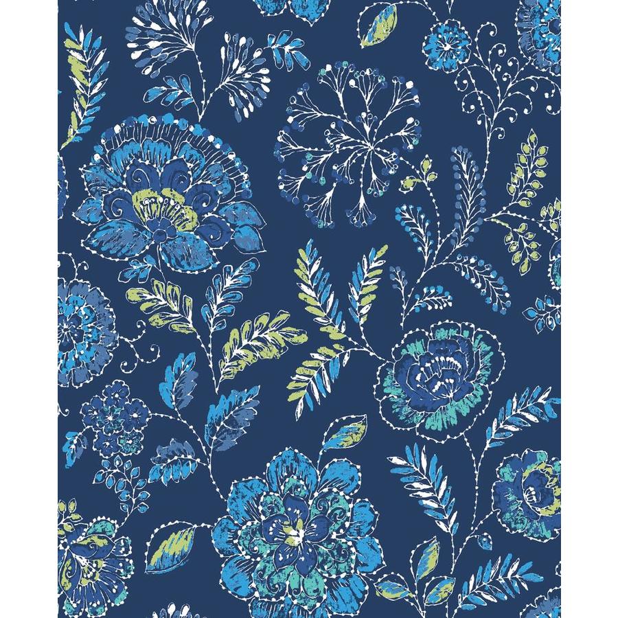 papier peint à fleurs bleu marine,aqua,bleu,vert,hibiscus hawaïen,modèle